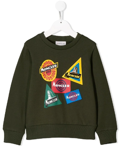 Shop Moncler Logo Sweatshirt In Green