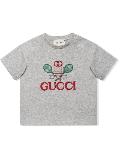 Shop Gucci Baby T-shirt With  Tennis In Grey