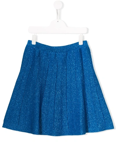 Shop Alberta Ferretti Teen Sparkly Pleated Skirt In Blue