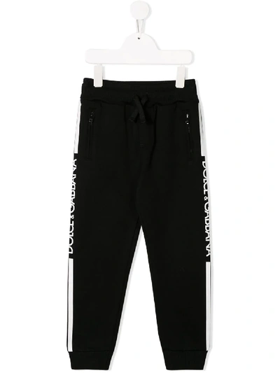 Shop Dolce & Gabbana Logo Stripe Track Pants In Black