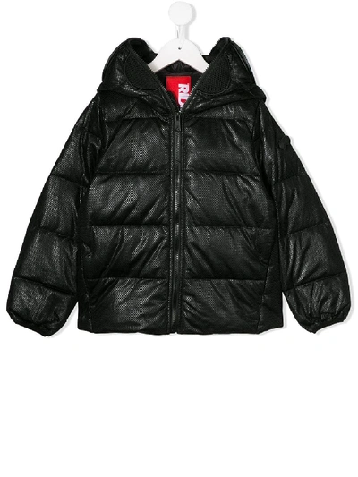 Shop Ai Riders On The Storm Textured Puffer Jacket In Black