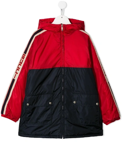 Shop Gucci Logo Trim Jacket In Red