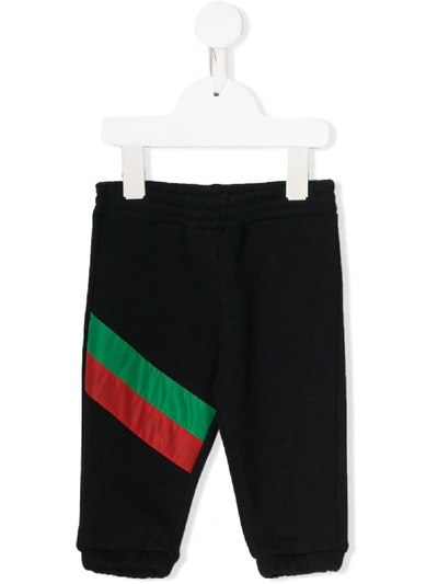 Shop Gucci Stripe Detailed Jogging Trousers In Blue