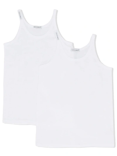Shop Dolce & Gabbana Cotton Tank Top (pack Of Two) In White