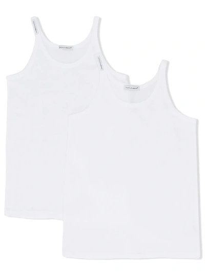 Dolce & Gabbana Set Of 2 Cotton Jersey Tank Tops In White