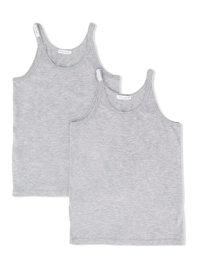 Shop Dolce & Gabbana Cotton Tank Top (pack Of Two) In Grey