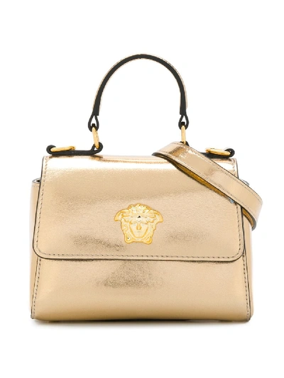 Shop Young Versace Metallic Shoulder Bag In Gold