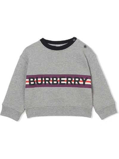 Shop Burberry Logo Print Sweater In Grey