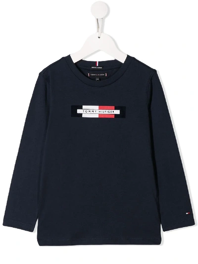 Shop Tommy Hilfiger Junior Printed Logo Sweatshirt In Blue