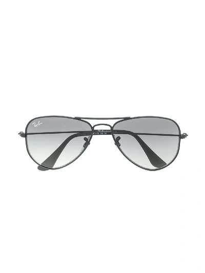 Shop Ray-ban Junior Aviator Sunglasses In Black