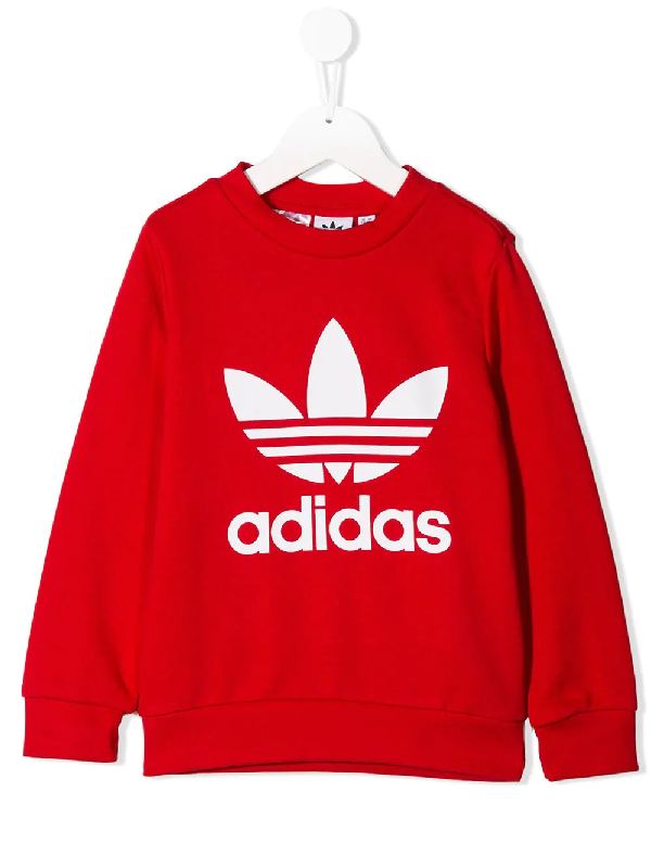 Adidas Originals Kids' Trefoil Sweatshirt In Red | ModeSens