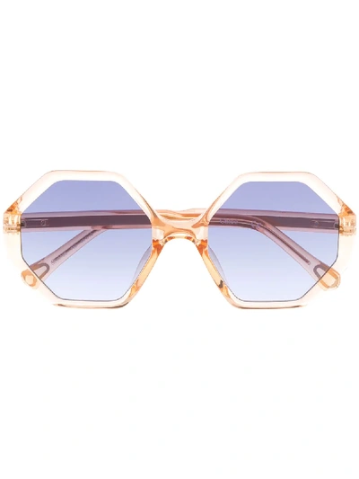 Shop Chloé Willow Hexagonal-frame Sunglasses In Gold