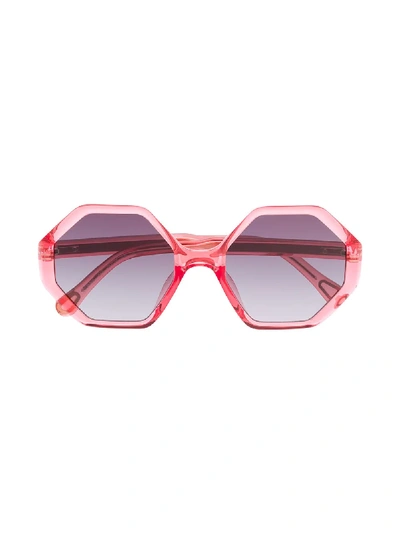 Shop Chloé Willow Hexagonal-frame Sunglasses In Pink