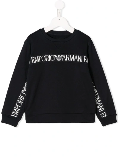 Shop Emporio Armani Logo Trim Sweater In Blue