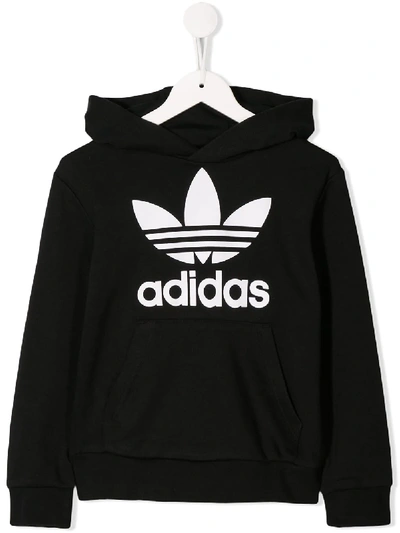 Shop Adidas Originals Logo Printed Hoodie In Black