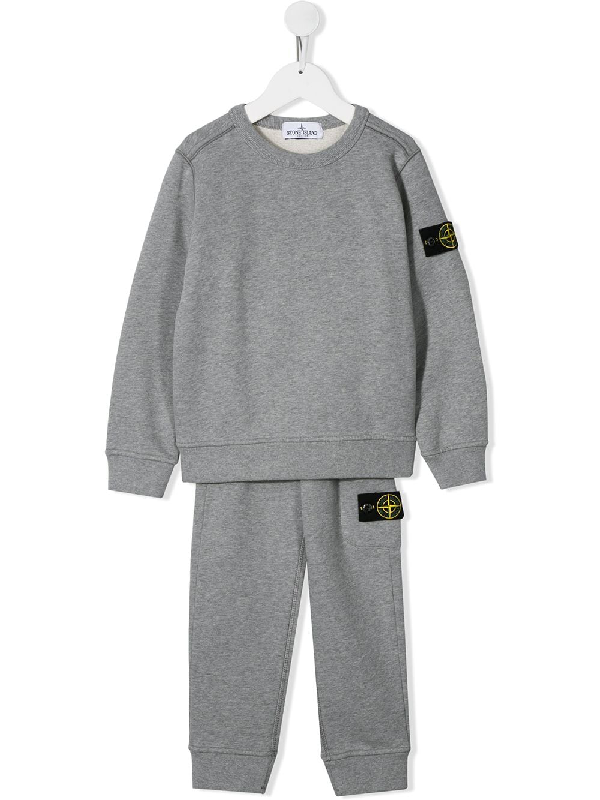 Stone Island Junior Kids' Logo Patch Two-piece Tracksuit In Grey | ModeSens