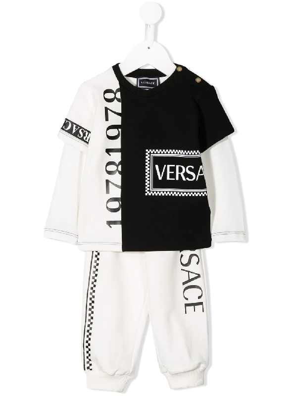 Young Versace Babies' Logo Two-piece Tracksuit Set In White | ModeSens