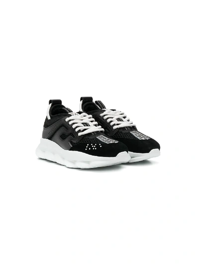 Shop Young Versace Reaction Sneakers In Black