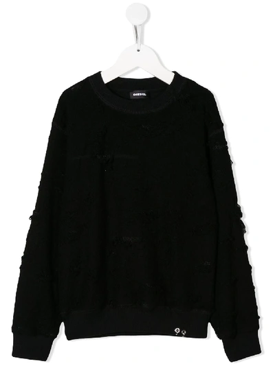 Diesel Sfelipa Destroyed-effect Jumper In Black