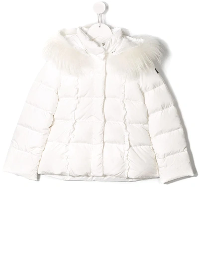 Shop Il Gufo Hooded Puffer Jacket In White