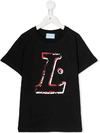 Shop Lanvin Enfant L Print T-shirt In Black