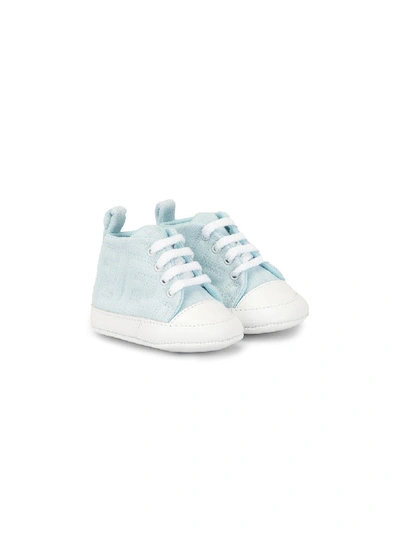 Shop Fendi Lace-up High-top Sneakers In Blue