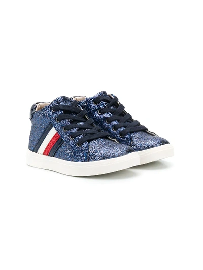 Shop Tommy Hilfiger Junior Stripe Sneakers In Blue