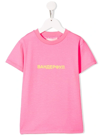Natasha Zinko Printed Cotton T-shirt In Pink