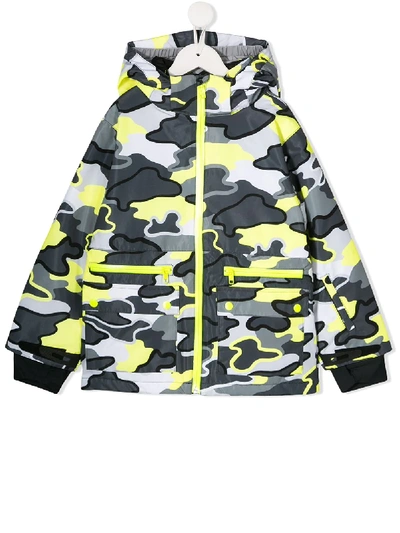 Shop Stella Mccartney Camouflage Hooded Jacket In Grey