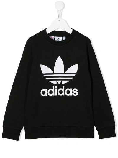 Shop Adidas Originals Contrast Logo Sweatshirt In Black