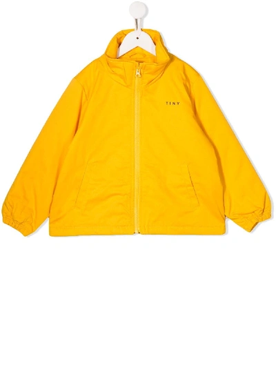 Shop Tiny Cottons Logo Rain Jacket In Yellow