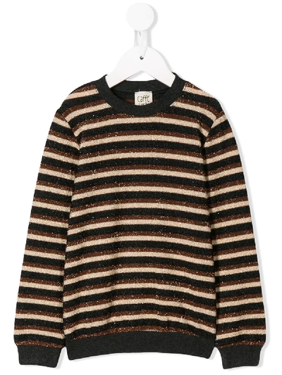 Shop Caffe' D'orzo Striped Knit Jumper In Brown