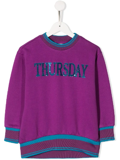 Shop Alberta Ferretti Sequin Thursday Knit Jumper In Purple