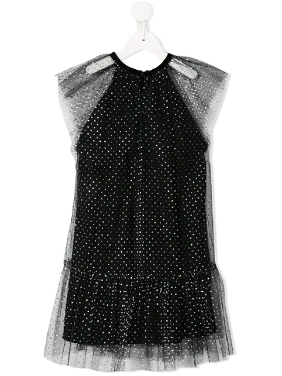 Shop Oscar De La Renta Tulle Layered Sequin Dress In Black