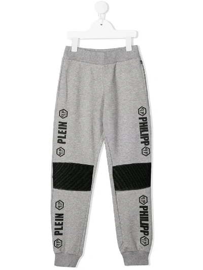 Shop Philipp Plein Junior Logo Print Sweatpants In Grey