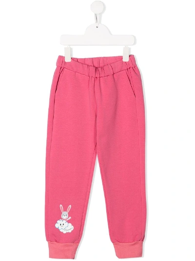 Simonetta Bunny Print Elasticated Track Pants In Pink