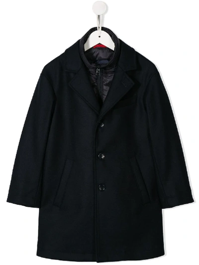 Fay Single-breasted Fitted Coat In Blue