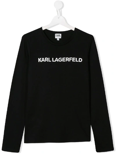 Shop Karl Lagerfeld Teen Logo Print Jersey Top In Black