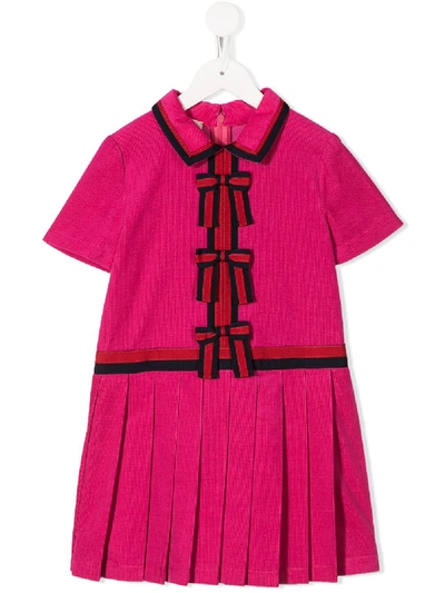Shop Gucci Bow Front Dress In Pink
