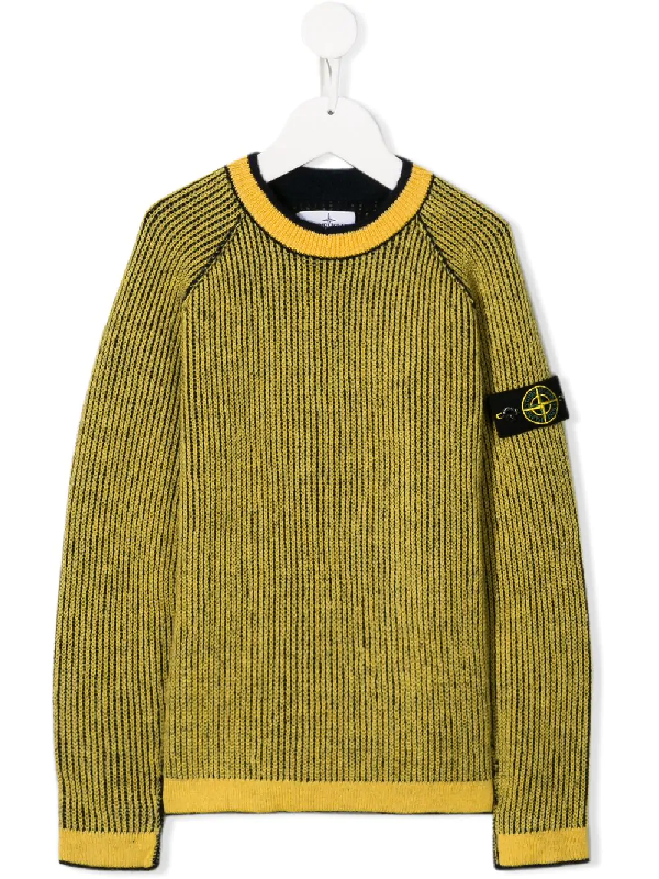 Stone Island Junior Kids' Pullover Mit Logo-patch In Yellow | ModeSens