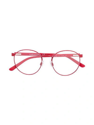 Shop Polo Ralph Lauren Round-frame Logo Glasses In Red