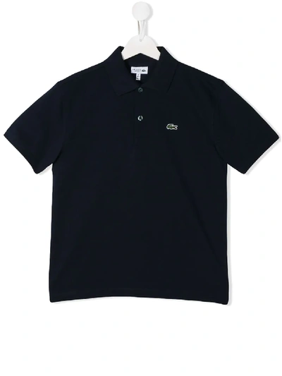 Shop Lacoste Teen Embroidered Logo Polo Shirt In Blue