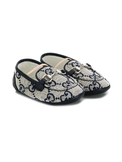 Shop Gucci Gg Print Loafers In Blue