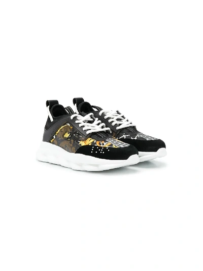 Shop Young Versace Teen Baroque-print Trainers In Black