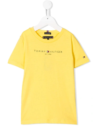 Shop Tommy Hilfiger Junior Logo Print T-shirt In Yellow