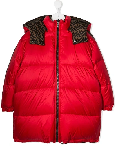 Shop Fendi Reversible Padded Coat In Red