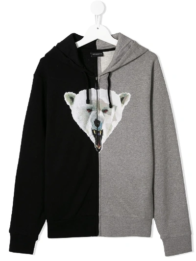 Marcelo Burlon County Of Milan Teen Polar Bear Print Hoodie In Black