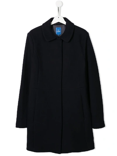 Shop Fay Single-breasted Textured Coat In Blue