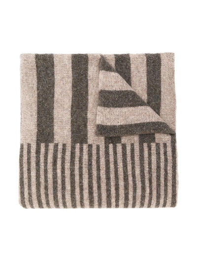 Shop Anja Schwerbrock Multi-stripe Fine Knit Scarf In Neutrals