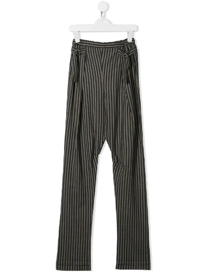 Shop Anja Schwerbrock Teen Pado Striped Trousers In Grey